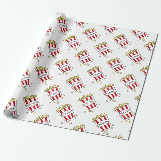 Fun Movie Theater Popcorn in Red White Ecket Geschenkpapier (Ungerollt)