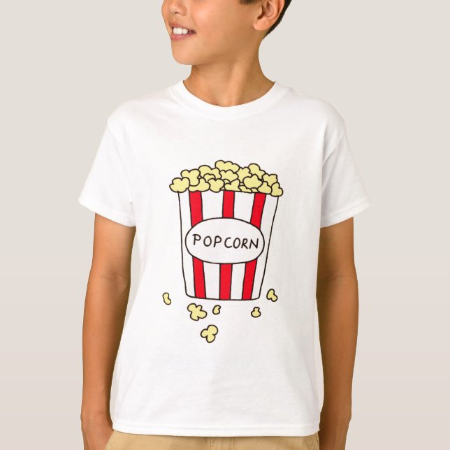 Fun Movie Theater Popcorn in Red White Ecket T-Shirt (Vorderseite)