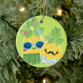 Fun Mr. & Mrs. Pineaple Sommerurlaub Keramik Ornament