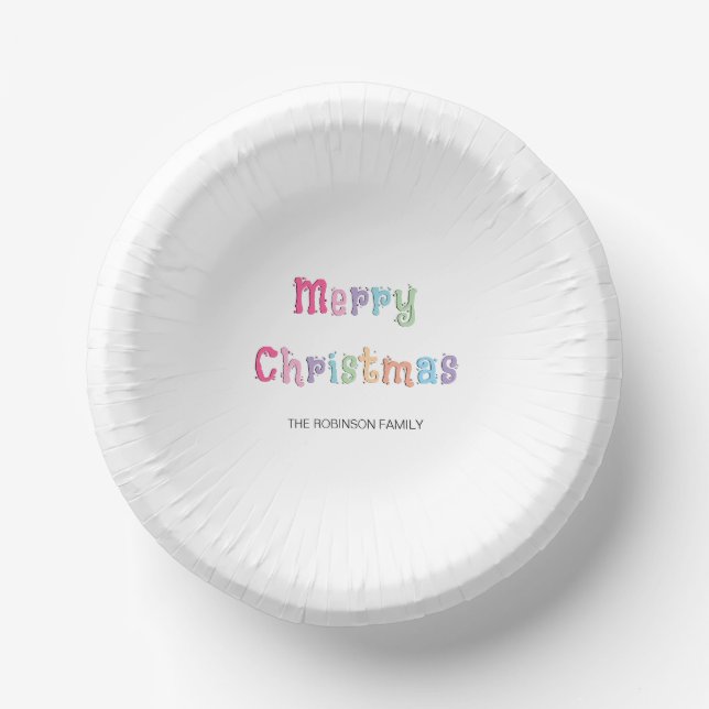 Fun Multicolor Merry Christmas Paper Bowls Pappteller (Vorderseite)