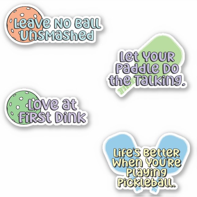 Fun Multicolor Pickleball Player Sticker Pack (Vorderseite)