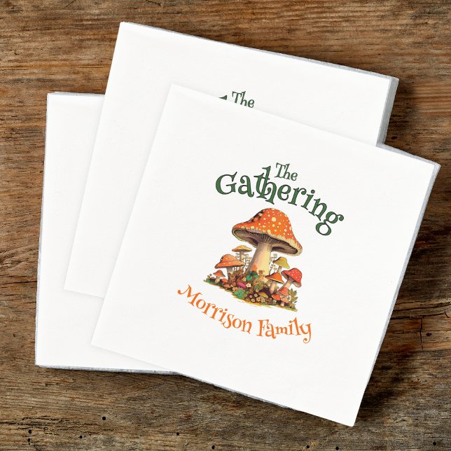 Fun Mushrooms Retro Family Wiedersehen Serviette (Von Creator hochgeladen)