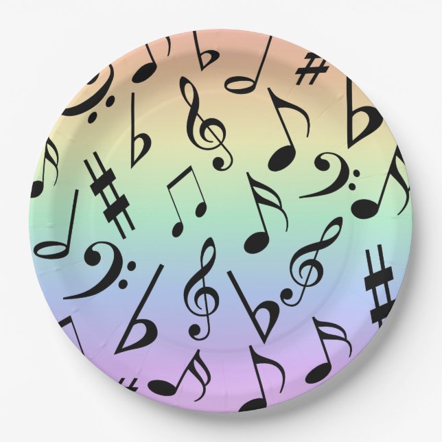 Fun Musical Notes Rainbow Party Teller (Vorderseite)