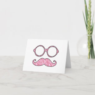 FUN MUSTACHE UND GLASSEN, DRUCKER GLITZER KARTE