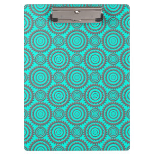 Fun Muster Aqua Gray Circles Geometrische Kunst Klemmbrett