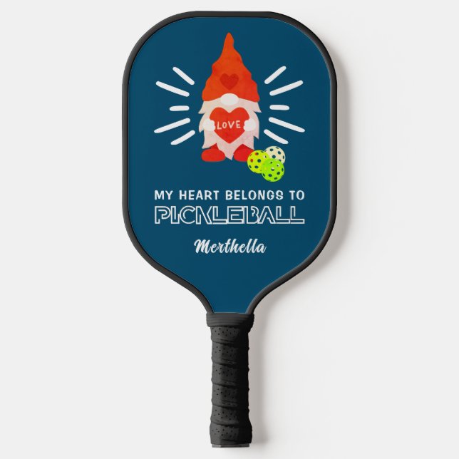 Fun my HERART GEHÖRT ZU PICKLEBALL Gnome Pickleball Schläger (Vorderseite)