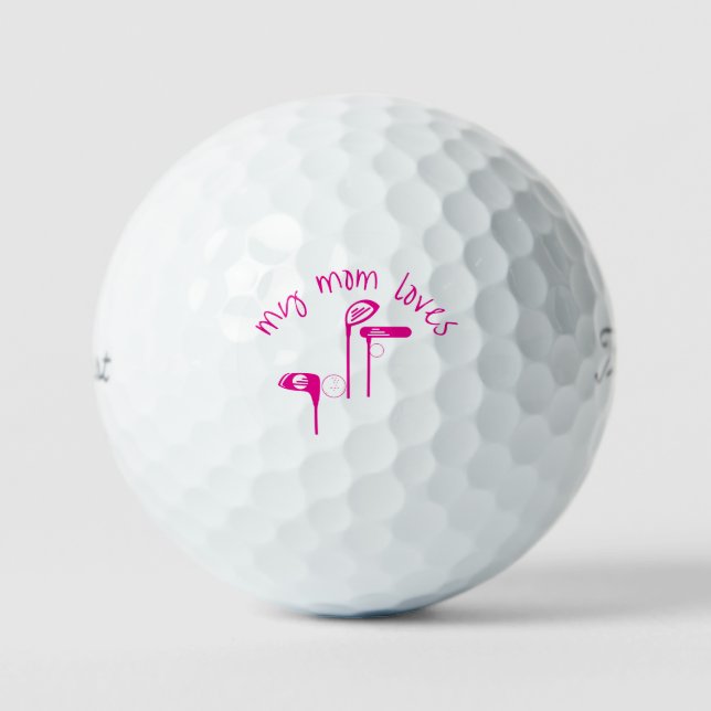 Fun "My Mom Loves Golf" Bright Pink Golf Ball (Vorderseite)