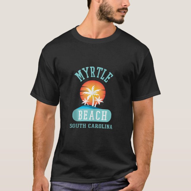Fun Myrtle Beach SC Beach Novelty Palm Tree Graphi T-Shirt (Vorderseite)