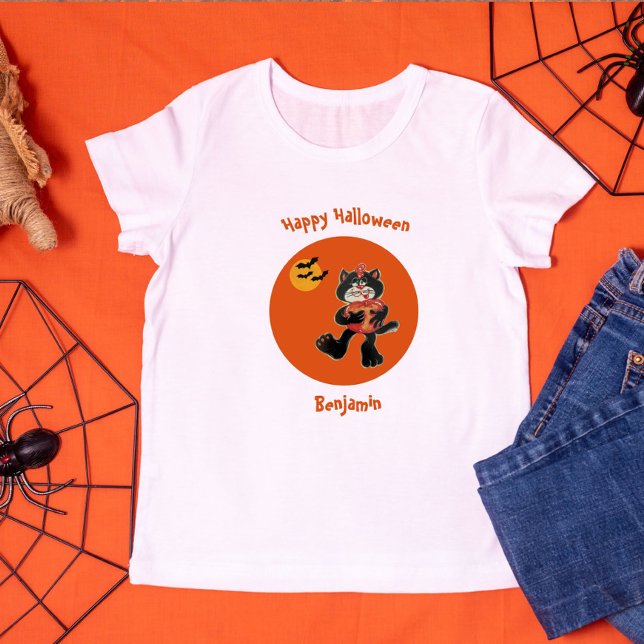 Fun Name Halloween Niedliche Schwarzkatzenmoonbats Kleinkind T-shirt (Von Creator hochgeladen)