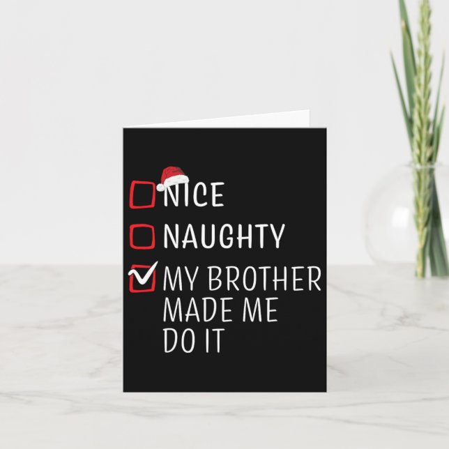 Fun Naughty Nice Weihnachtsfamilie Pajama Männer F Karte (Vorderseite)