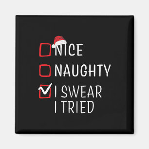 Fun Naughty Nice Weihnachtsfamilie Pajama Männer F Magnet