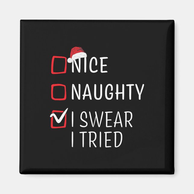 Fun Naughty Nice Weihnachtsfamilie Pajama Männer F Magnet (Vorne)