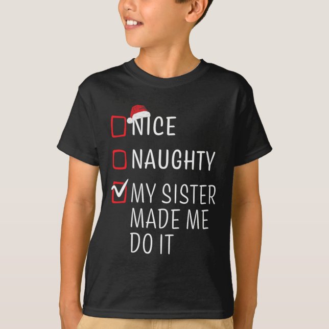 Fun Naughty Nice Weihnachtsfamilie Pajama Männer F T-Shirt (Vorderseite)
