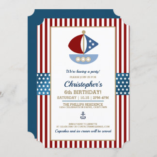 Fun Nautic Thema Geburtstagsparty Einladung