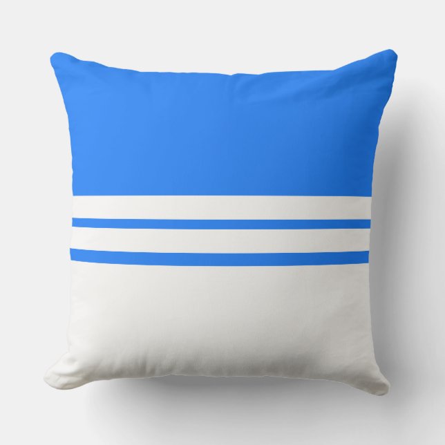 Fun Nautical Blue White Color Block Racing Stripes Kissen (Vorderseite)