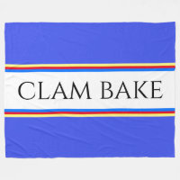 Fun Nautical Blue White Stripes CLAM BAKE Text
