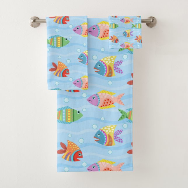 Fun Nautical Fish Muster Badhandtuch Set (Insitu)