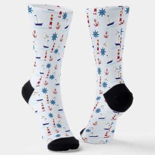 Fun Nautical Sailboat and Lighthouse Socken