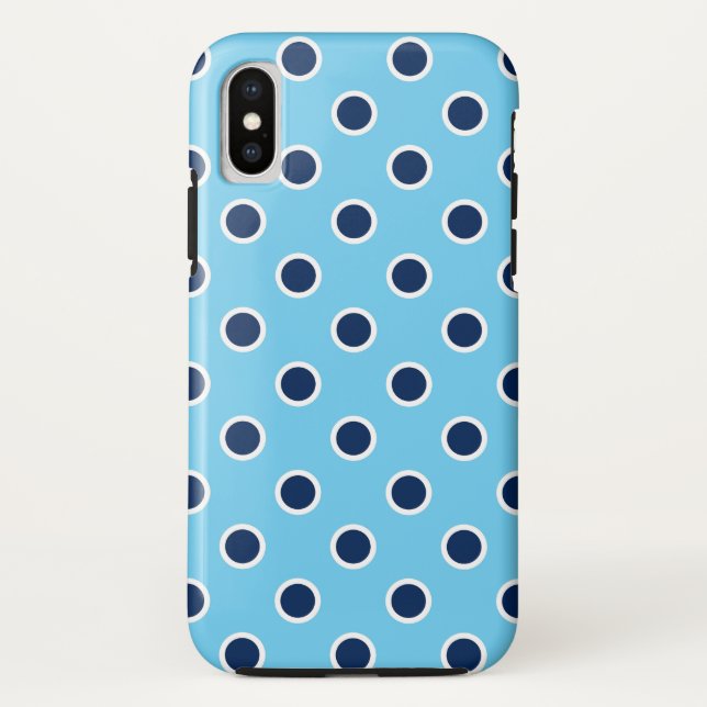 Fun Navy Polka Dots on Sky Blue Case-Mate iPhone Hülle (Rückseite)