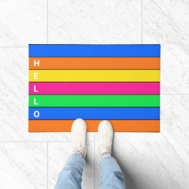 FUN NEON FLUORESCENT FARBSTRIPE LINIEN HELLO TEXT FUßMATTE