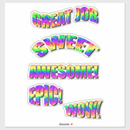 Fun Neon Förderung der Motivation Regenbogen Worte Aufkleber