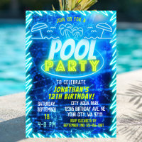 Fun Neon Glow Blue Green Pool Party Boys Geburtsta