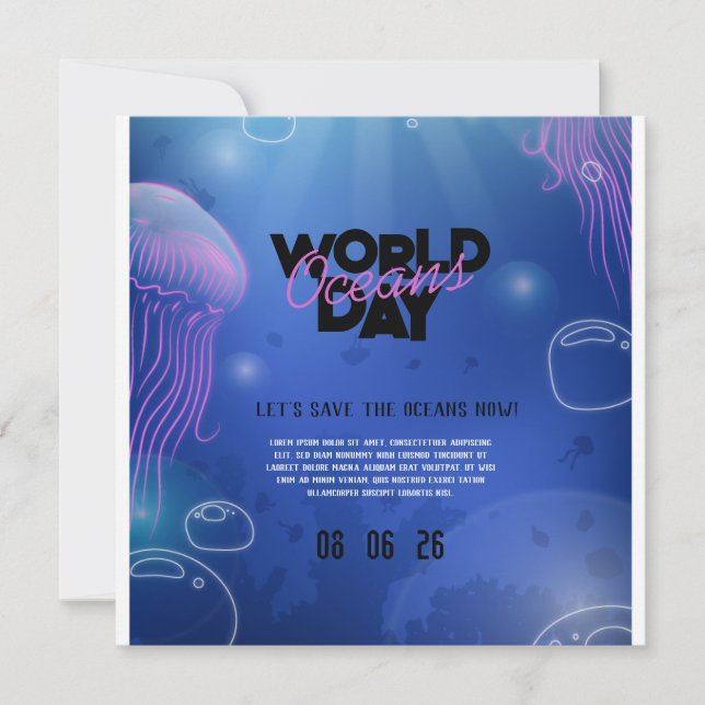 Fun Neon Glow Blue Green Pool Party Boys Geburtsta Save The Date (Vorderseite)