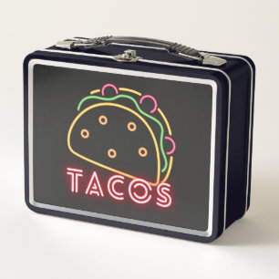 Fun Neon Tacos Symbol Metall Brotdose