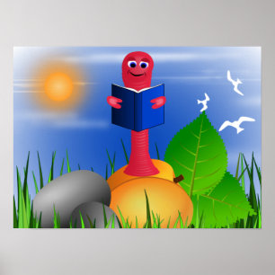 Fun Niedlich Book Worm Bookworm Poster Print