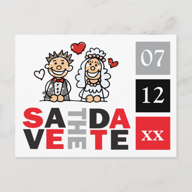 Fun Niedlich Bride Groom Save the Date Postkarten (Vorderseite)