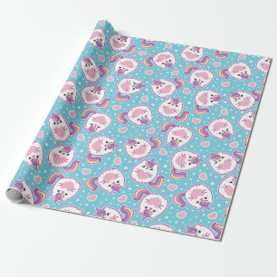 Fun Niedlich Chubby Kitschy Unicorn Kitty Geschenkpapier
