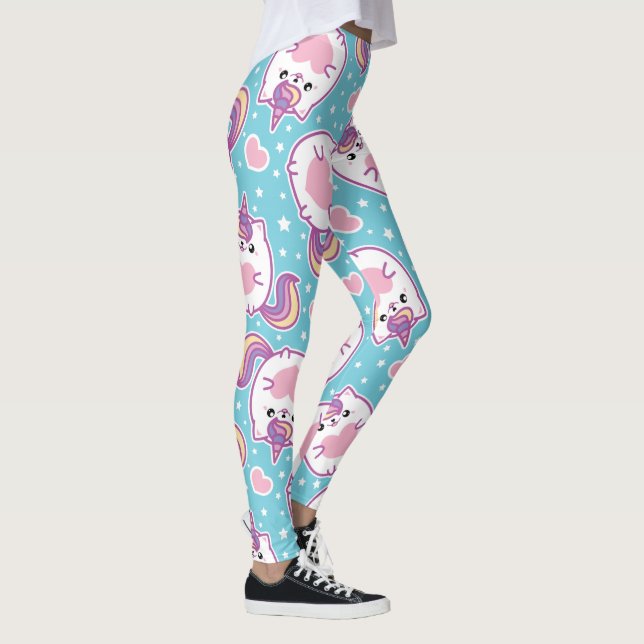 Fun Niedlich Chubby Kitschy Unicorn Kitty Leggings (Rechts)