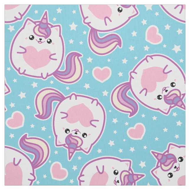 Fun Niedlich Chubby Kitschy Unicorn Kitty Stoff (Muster)