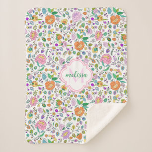 Fun Niedlich farbenfrohe blumenmonogram Baby Girl Sherpadecke