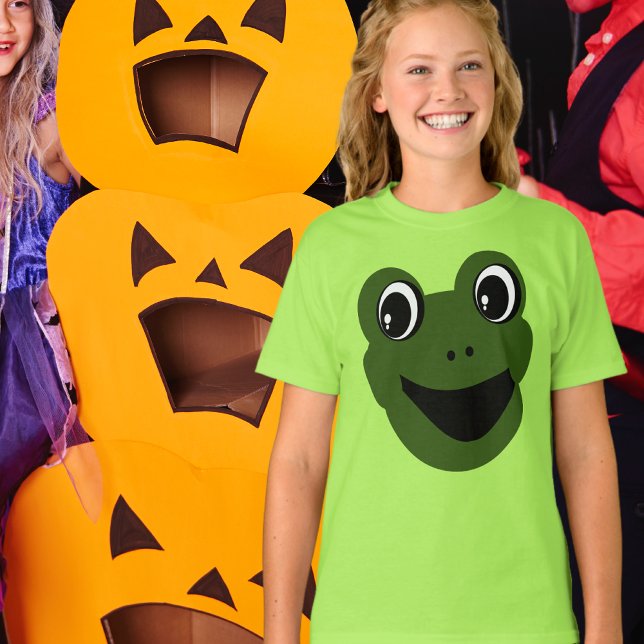 Fun Niedlich Froschgesicht Leicht Halloween Kostüm T-Shirt (Von Creator hochgeladen)