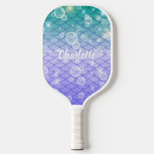 Fun Niedlich Girly Sparkling Mermaid Scales Bubble Pickleball Schläger