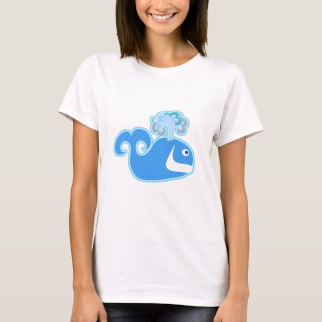 Fun Niedlich Happy Whale Cartoon Charakter T-Shirt (Vorderseite)