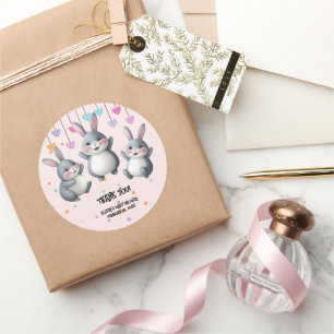 Fun Niedlich Hoppers Bunny Baby Dusche Runder Aufkleber