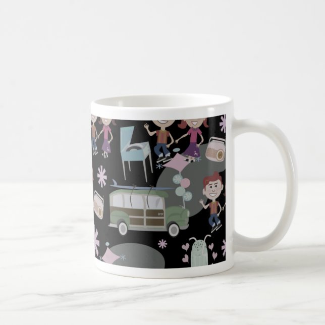 Fun Niedlich Retro Art Sock Hop Muster Tasse (Rechts)