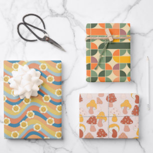 Fun Niedlich Retro Designs Blume Mushroom Geschenkpapier Set