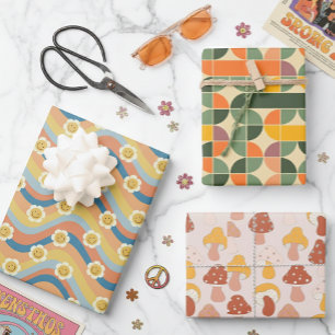 Fun Niedlich Retro Designs Blume Mushroom Geschenkpapier Set