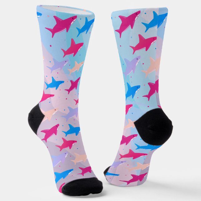 Fun Niedlich Shark Pattern Socken (Gewinkelt)