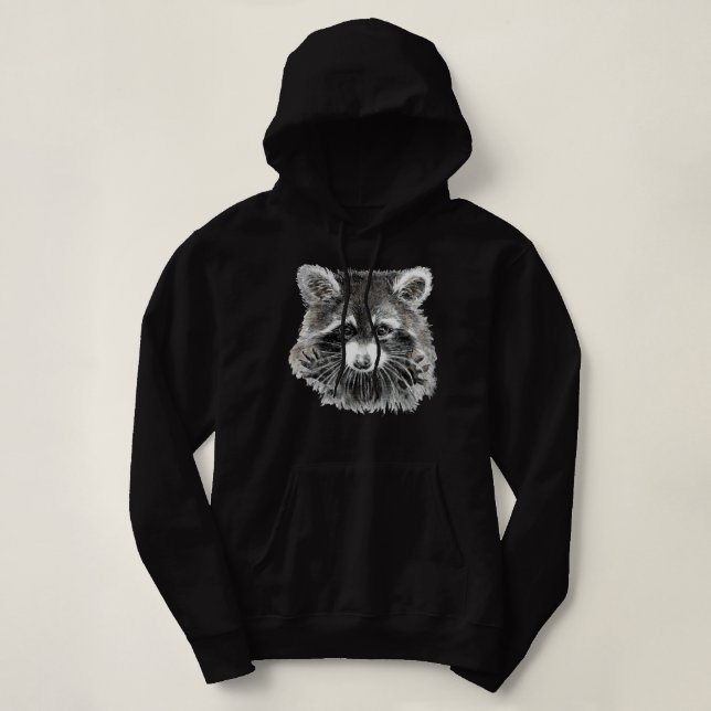 Fun Niedlich Watercolor Raccoon Jazz Hand Spaß Hoodie (Design vorne)