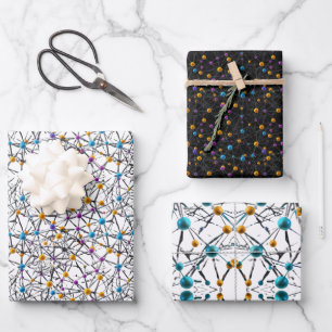 Fun niedliche Sphären miteinander verbunden Moleku Geschenkpapier Set