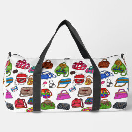 Fun Niedliches Illustriertes Muster Liebe Kunst Duffle Bag
