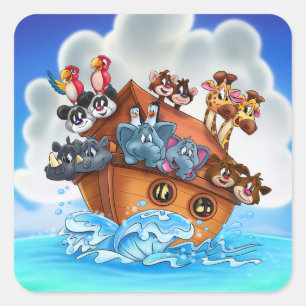 Fun Noah's Ark Cartoon Aufkleber für Kinder