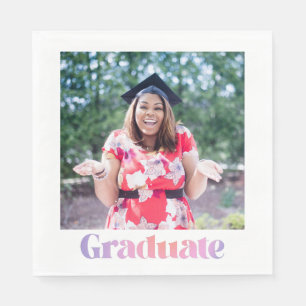 Fun Nostalgic Foto Pastel Retro Graduation Party Serviette