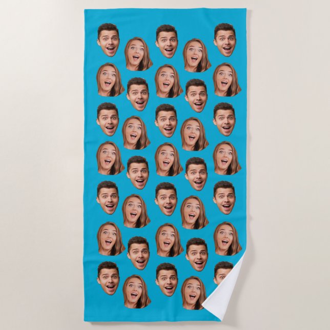Fun Novelty Face Foto Custom Wedding Groom Spaß Strandtuch (Vorderseite)