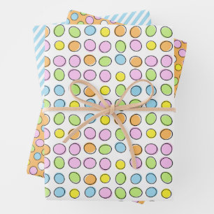 Fun Oaster Eggs Weiß Licht Blau Streifen Muster Geschenkpapier Set