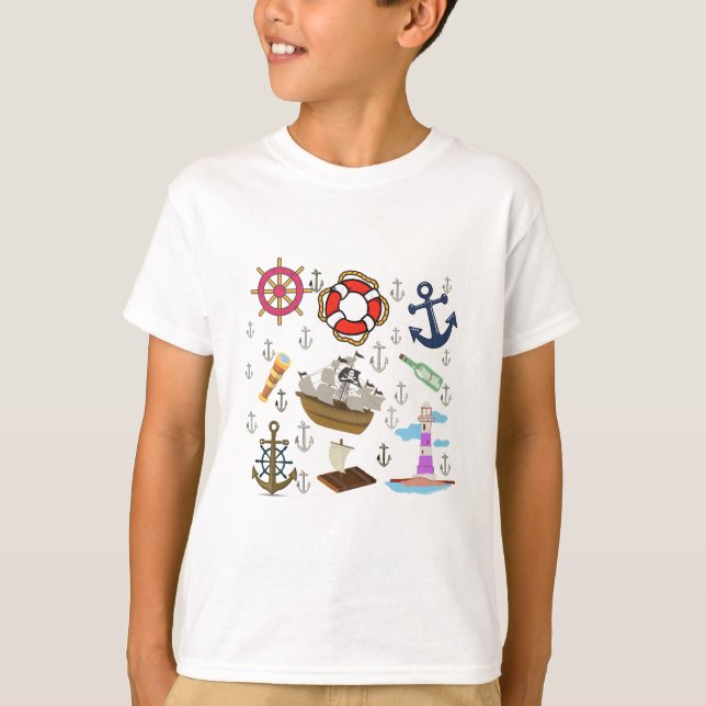 Fun Ocean Icons for Kids - Niedlich & Minimal Sea T-Shirt (Vorderseite)